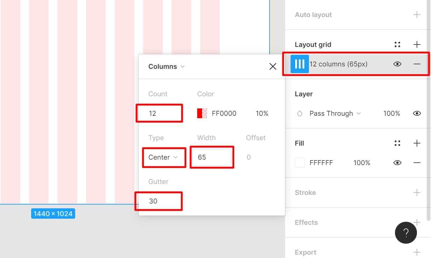 Параметры сетки Bootstrap в Figma