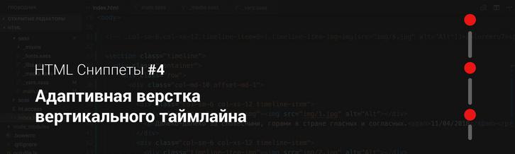 Адаптивная HTML верстка вертикального таймлайна